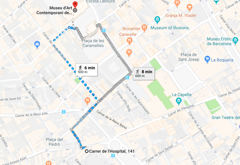 Google Maps. Parking El Nou Raval. Aparcar en Barcelona.